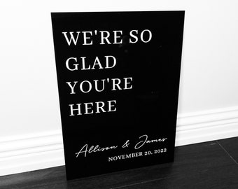 Black Acrylic Wedding Sign - Wedding Reception Ceremony Welcome Sign - Custom Acrylic Event Sign - Personalized Wedding Decor Minimal Modern