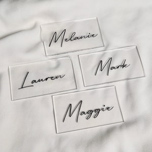 Acrylic Rectangle Name Place Cards - Clear Rectangle Seating Name Plates - Custom Personalized Gift - Modern Decor Baby Shower Name Cards