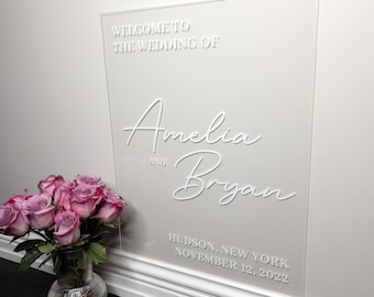 Welcome to the Wedding of Acrylic Wedding Sign - Wedding Reception Ceremony Welcome Sign - Custom Acrylic Sign -Personalized Wedding Decor