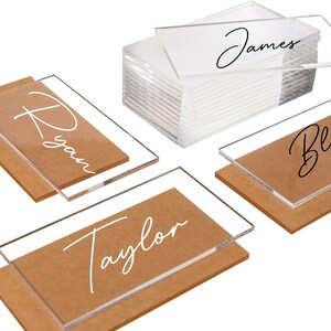 Acrylic Rectangle Name Place Cards Clear Rectangle Seating Name Plates Custom Personalized Gift Modern Decor Baby Shower Name Cards image 4