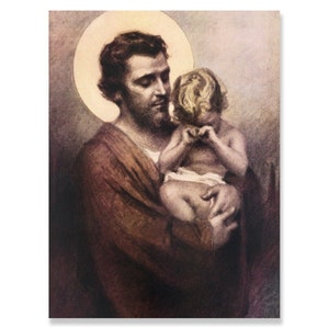 St. Joseph holding Jesus Crying Canvas, Jesus Wall Decor, Jesus Christ Art