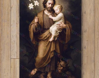 St. Joseph Terror of Demons Digital Download | Catholic Printable Art | Spiritual Protection Wall Decor | Saint Joseph Artwork