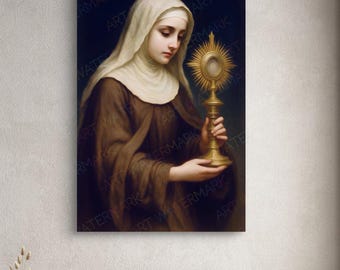 Retrato de Santa Clara de Assis: Arte de parede católica, decoração religiosa para casa (download digital)