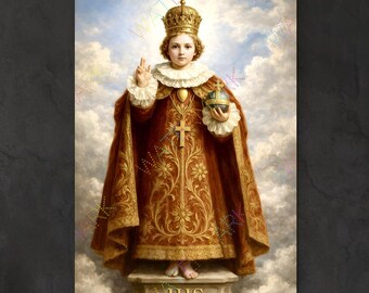 Infant of Prague Canvas Wall Art – Vintage Christ Child Print