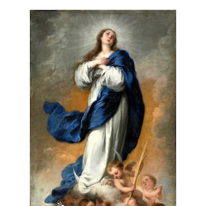 Mother of God, Catholic Art, Large Wall Decor, Famous Painting Immaculate Conception