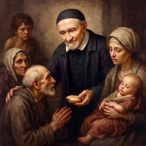 St. Vincent de Paul Canvas Art: Catholic Saint Artwork