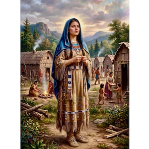 St. Kateri Tekakwitha Canvas Wall Art | Lily of the Mohawks | Native American Catholic Saint Picture | Religious Home Decor & Gift