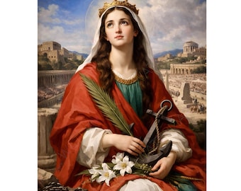 St. Philomena Canvas Wall Art – Catholic Saint Print – Wonderworker – Religious Gift