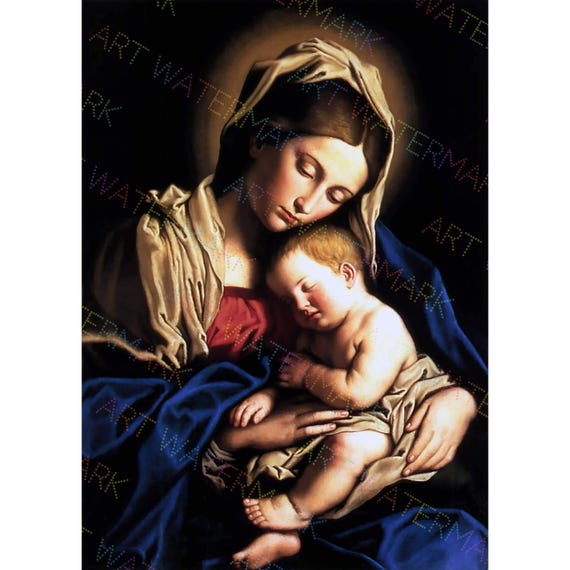Madonna & Child on Canvas, Virgin Mary, Child Jesus, Wall Art