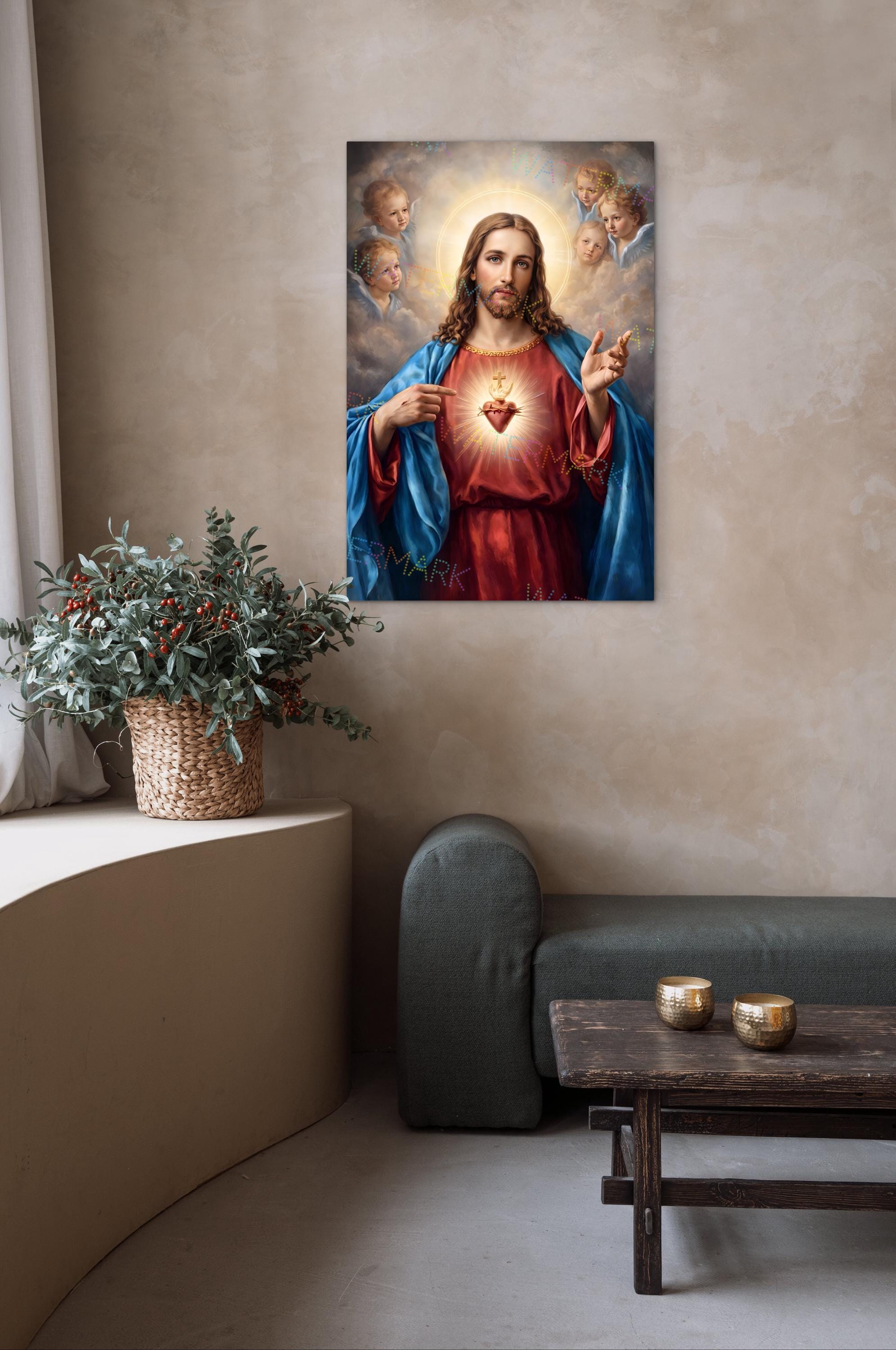 Sacred Heart of Jesus Canvas | Catholic Wall Art | Jesus Christ