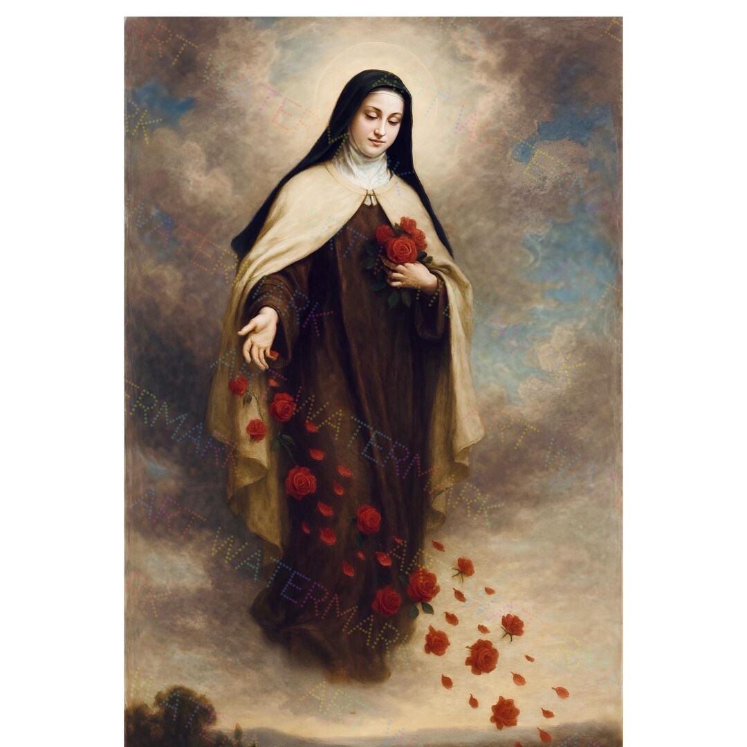 Saint Therese of Lisieux Canvas: Heavenly Roses Catholic Wall Art - Etsy