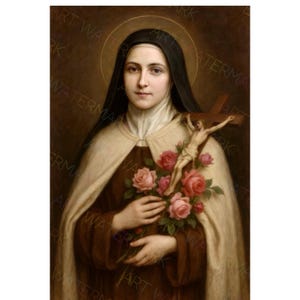 St Therese the Little Flower Digital Print, Saint Wall Art, Catholic Wall Art, Digital Download