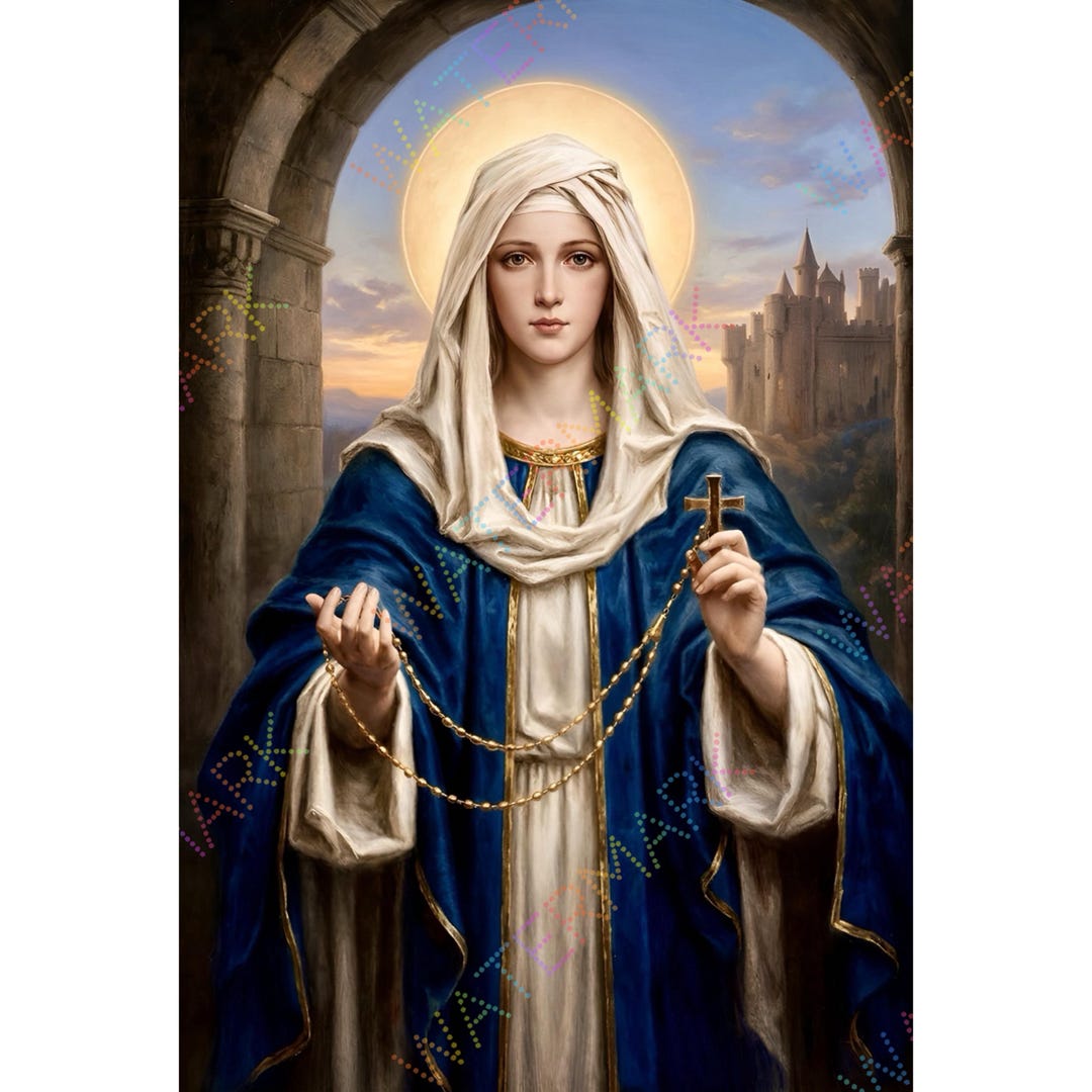 Our Lady of the Rosary Canvas: Catholic Wall Art - Etsy