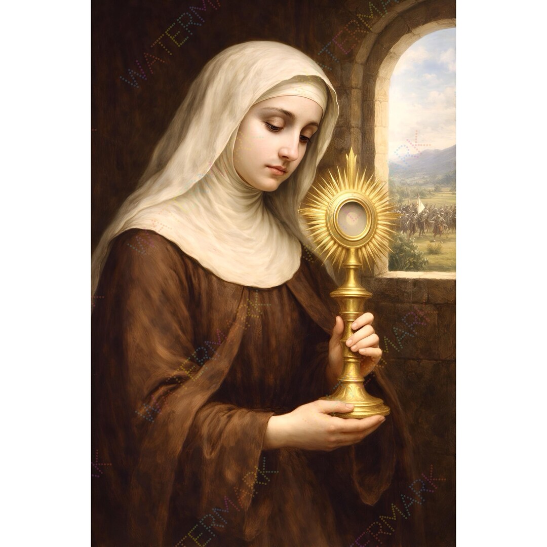 St. Clare of Assisi Canvas | Catholic Wall Art | Saint Portrait ...