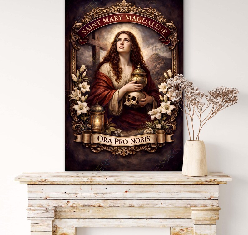 Saint Mary Magdalene Poster | Catholic Wall Art, Biblical Decor (24x36 ...