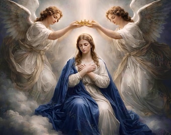Regina Caeli Canvas Art | Coronation of Mary Immaculate Queen | Marian Wall Display