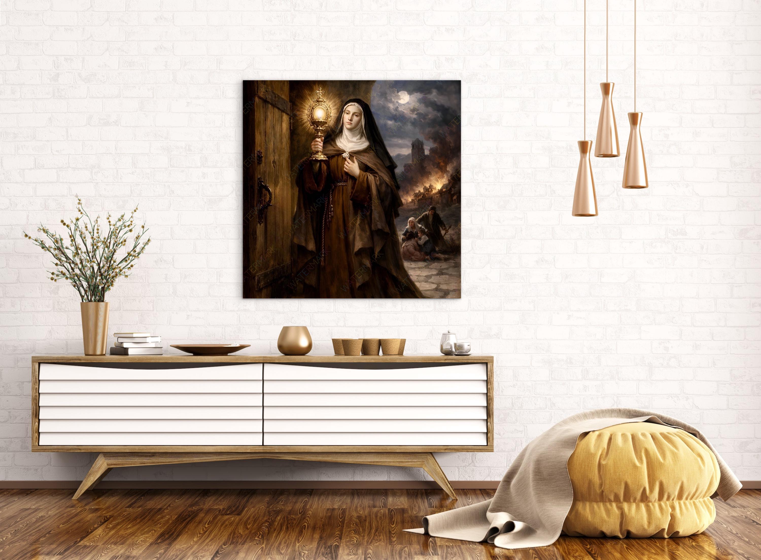 St. Clare of Assisi Canvas Art: Catholic Wall Decor - Etsy