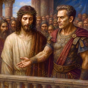 Jesus Before Pilate | Christian Digital Art Print | Passion of Christ Download | Catholic Wall Art | Lent Printable