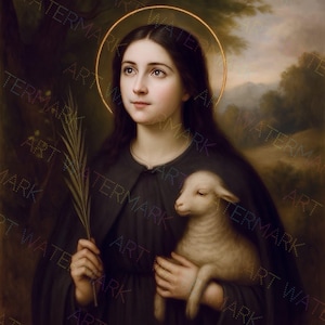 St. Agnes Digital Art | Catholic Saint Printable | Religious Wall Decor
