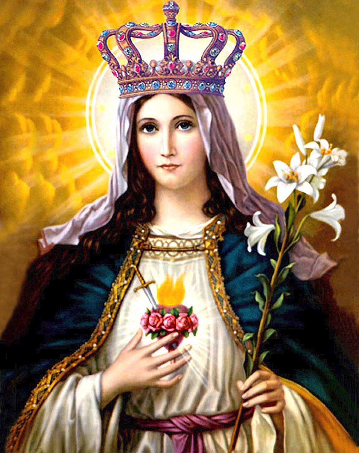 キ*リ様 brunt Heaven and Earth LADY GUARD Our Lady Queen of Heaven & Earth, Canvas Art, Large Wall Decor
