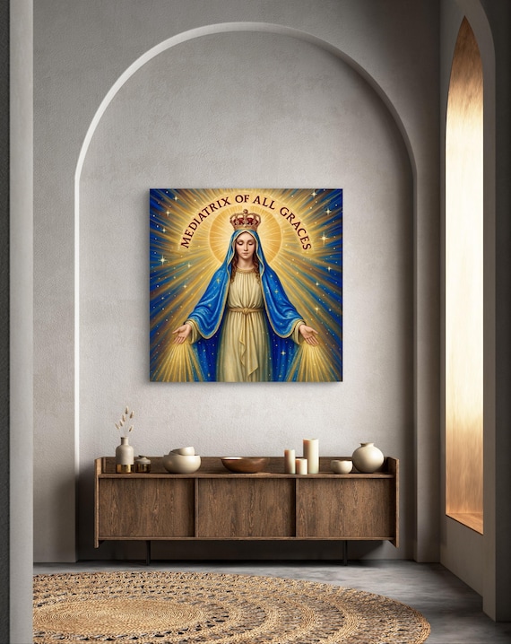 Mediatrix of All Graces Canvas | Blessed Virgin Mary | Catholic