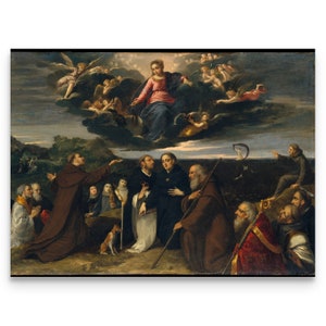 Queen of Angels Canvas Print: Catholic Art, Virgin Mary Wall Decor