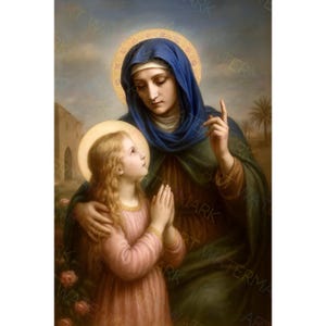 St. Anne and Child Mary Canvas: Catholic Wall Art