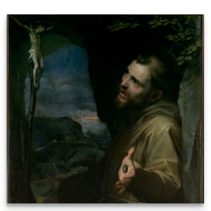 St. Francis of Assisi, Before Crucifix with Stigmata, Canvas Art