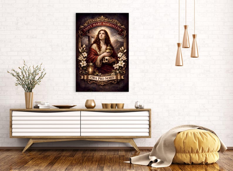 Saint Mary Magdalene Poster | Catholic Wall Art, Biblical Decor (24x36 ...