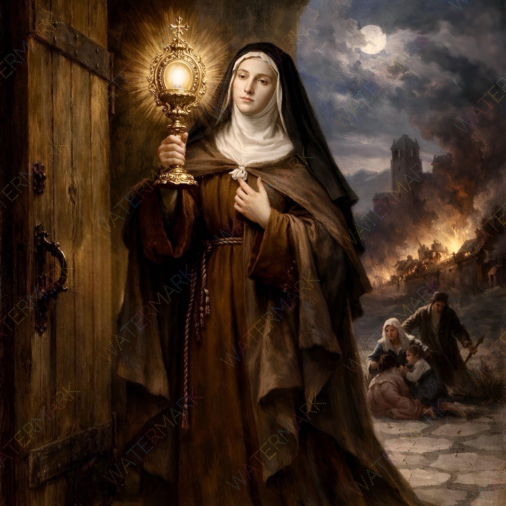 St. Clare of Assisi Canvas Art: Catholic Wall Decor - Etsy
