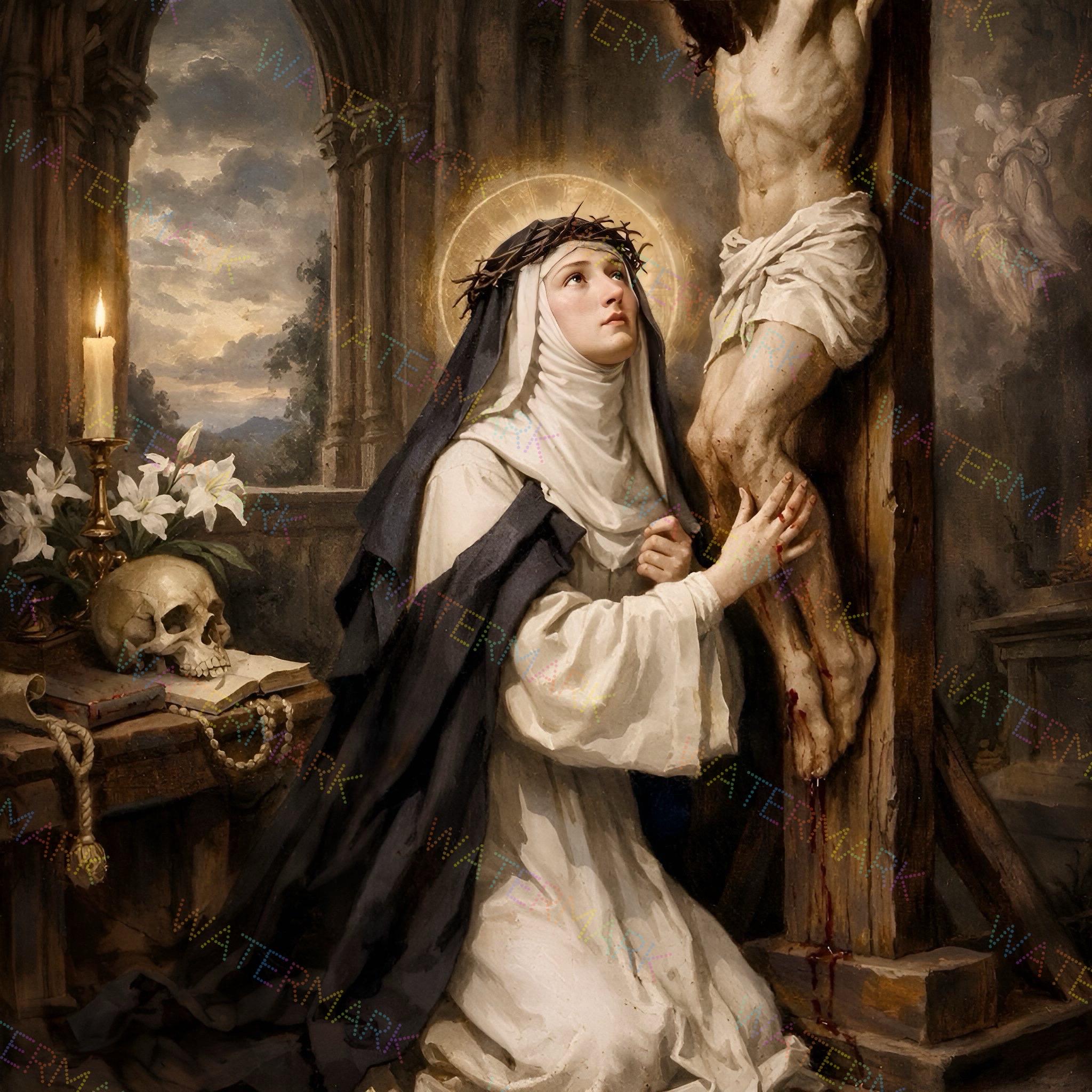 St. Catherine of Siena With Crown of Thorns Canvas Art Picture ...