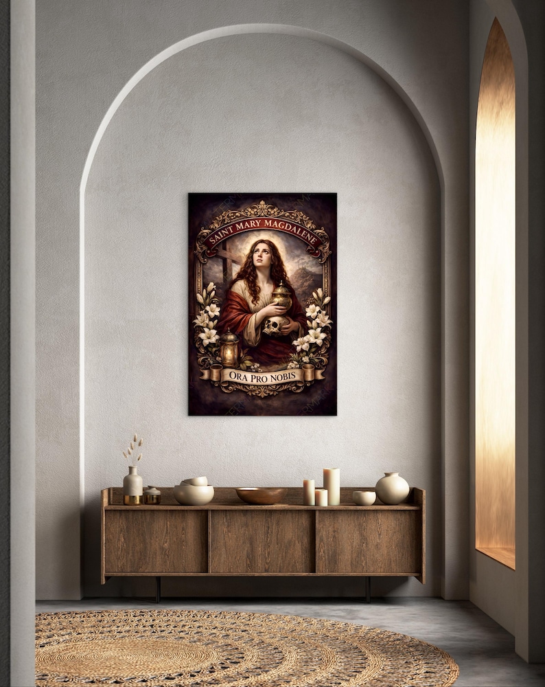 Saint Mary Magdalene Poster | Catholic Wall Art, Biblical Decor (24x36 ...