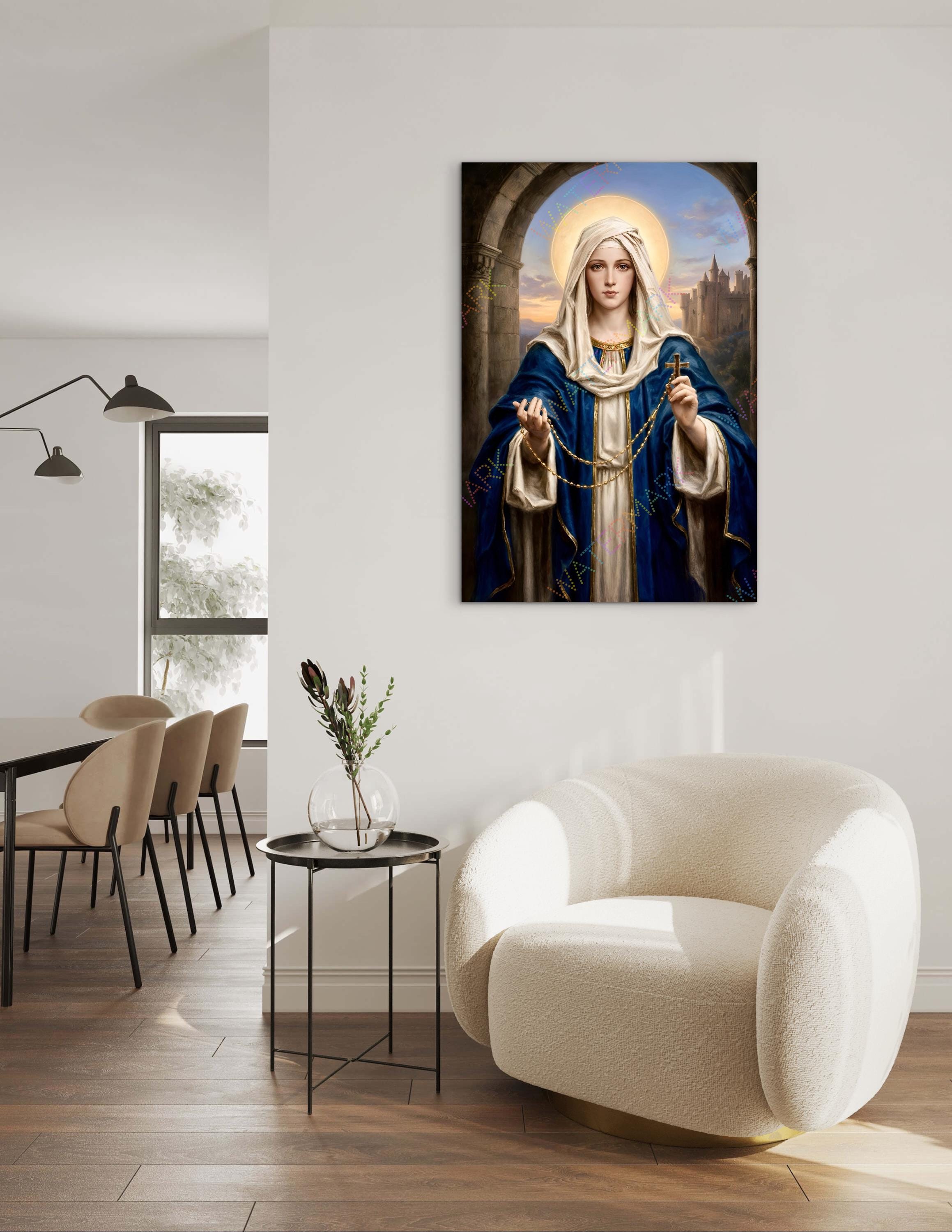 Our Lady of the Rosary Canvas: Catholic Wall Art - Etsy