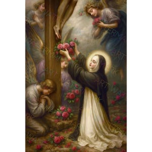 St. Theresa of Lisieux Canvas Art Print: Roses, Saint of the Little Flower