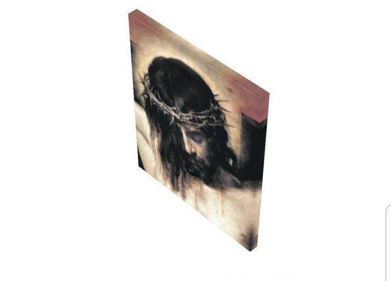 Jesus on Cross With Crown of Thorns, Canvas Art, Large Wall Decor