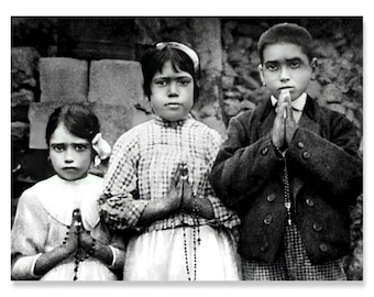 Children of Fatima Canvas Print: Antique Catholic Art, Jacinta, Francesco, Lucia