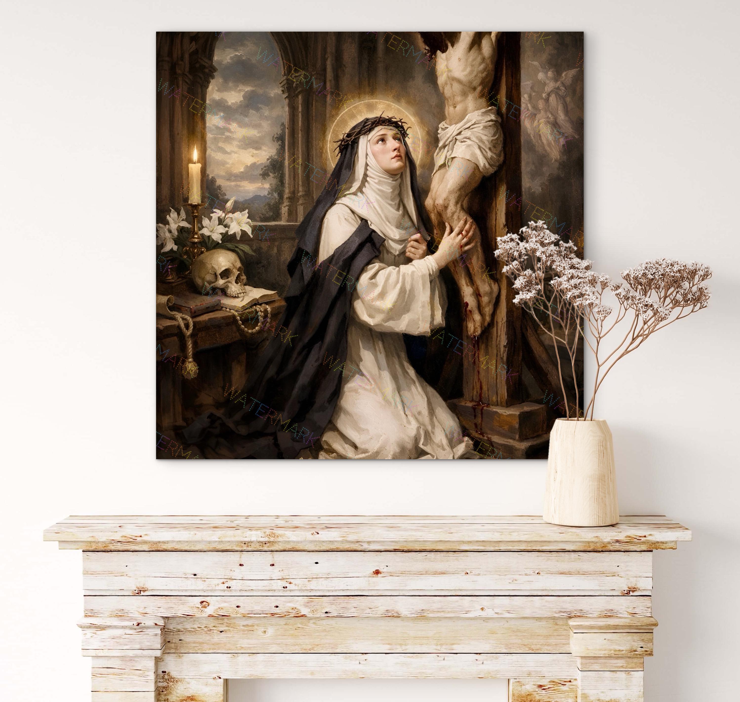 St. Catherine of Siena With Crown of Thorns Canvas Art Picture ...