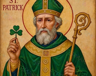 Saint Patrick Canvas Print: Irish Catholic Wall Art, Religious Home Blessing