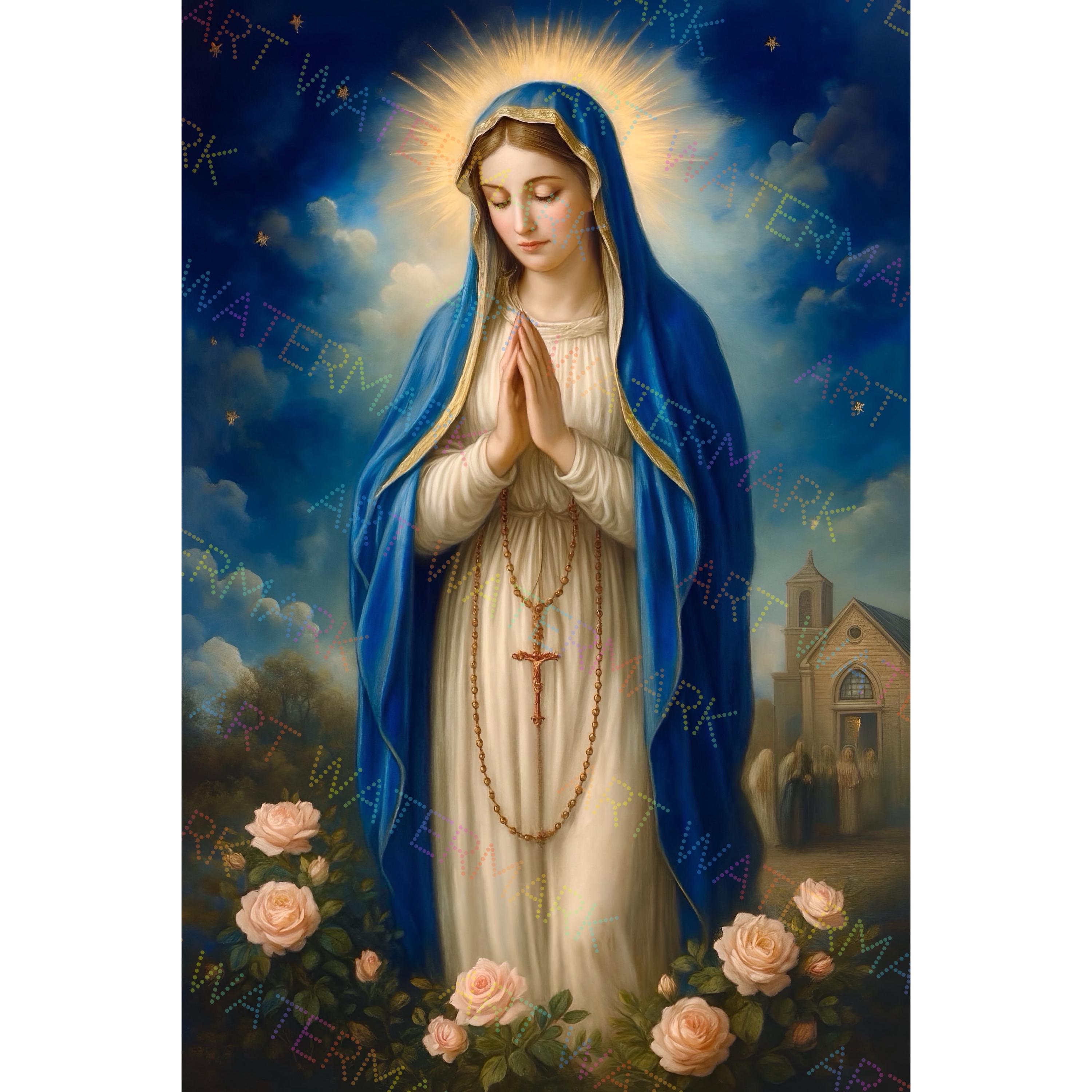 Our Lady of the Rosary Print: Catholic Wall Art (digital Download, JPEG ...