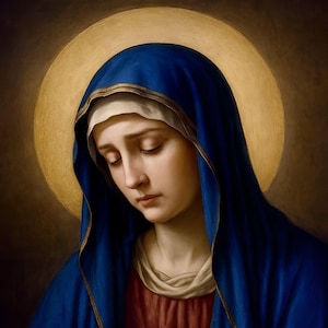 Our Lady of Sorrows on Canvas | Mater Dolorosa | Blessed Virgin Mary Painting | Wall Art