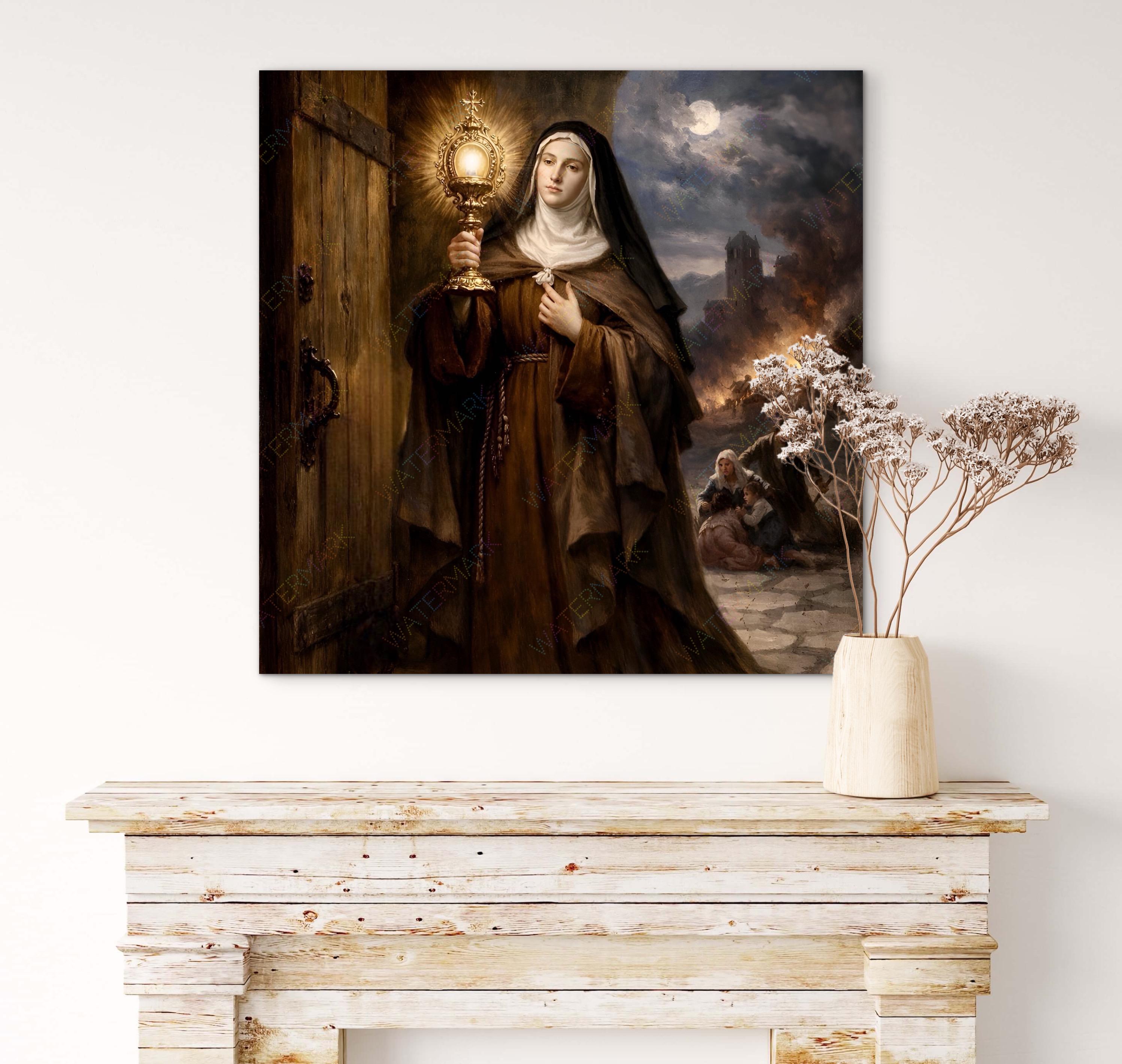 St. Clare of Assisi Canvas Art: Catholic Wall Decor - Etsy
