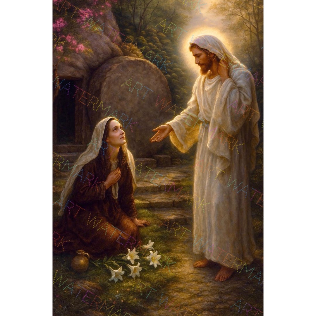 Jesus and St. Mary Magdalene Resurrection Canvas | Christian Wall Art ...