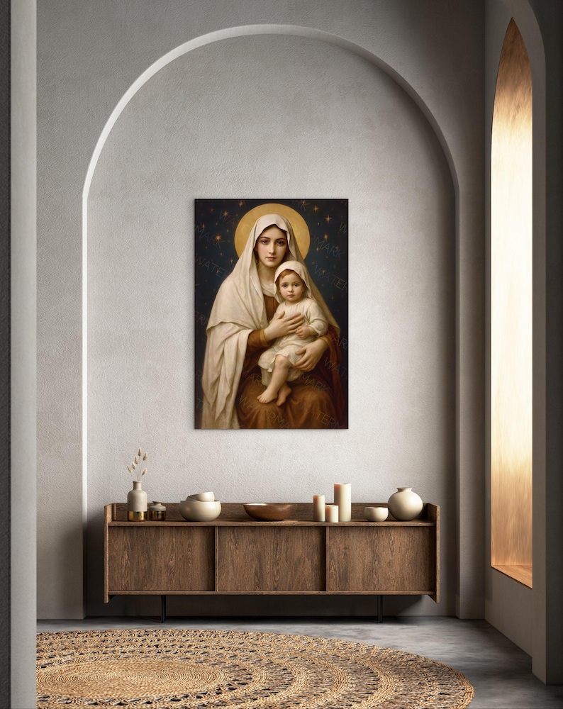 Madonna and Child Canvas Painting | Virgin Mary & Baby Jesus Wall Art ...