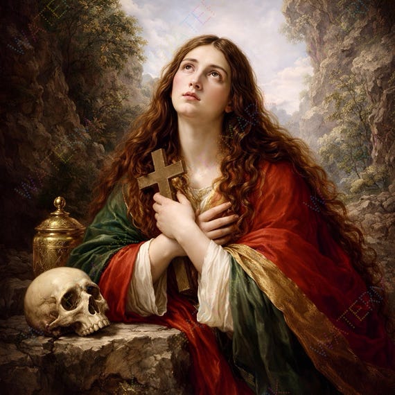 St Mary Magdalene Digital Print, Saint Wall Art, Catholic Wall Art