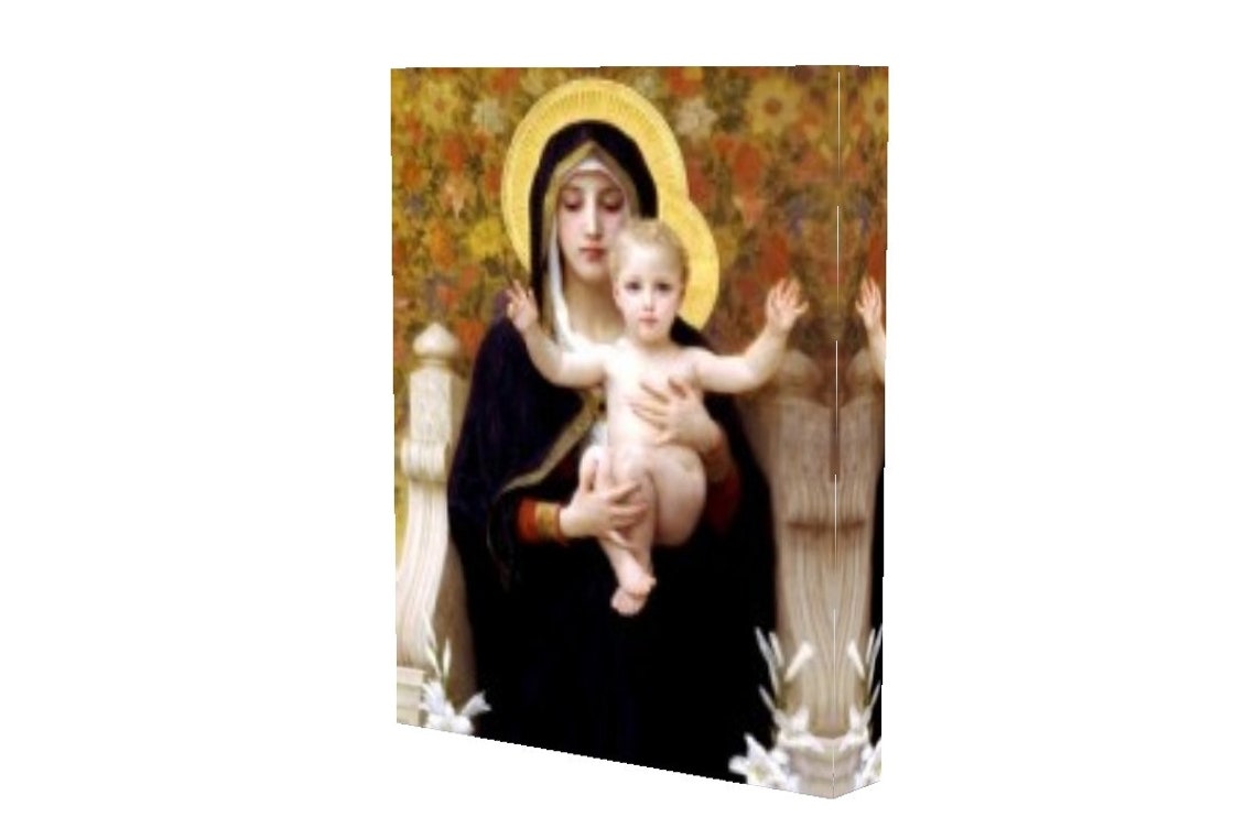 Our Lady Queen with Child Jesus Our Lady With Lilies Canvas image 2