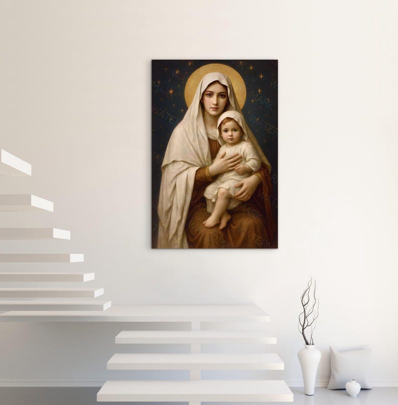 Madonna and Child Canvas Painting | Virgin Mary & Baby Jesus Wall Art ...