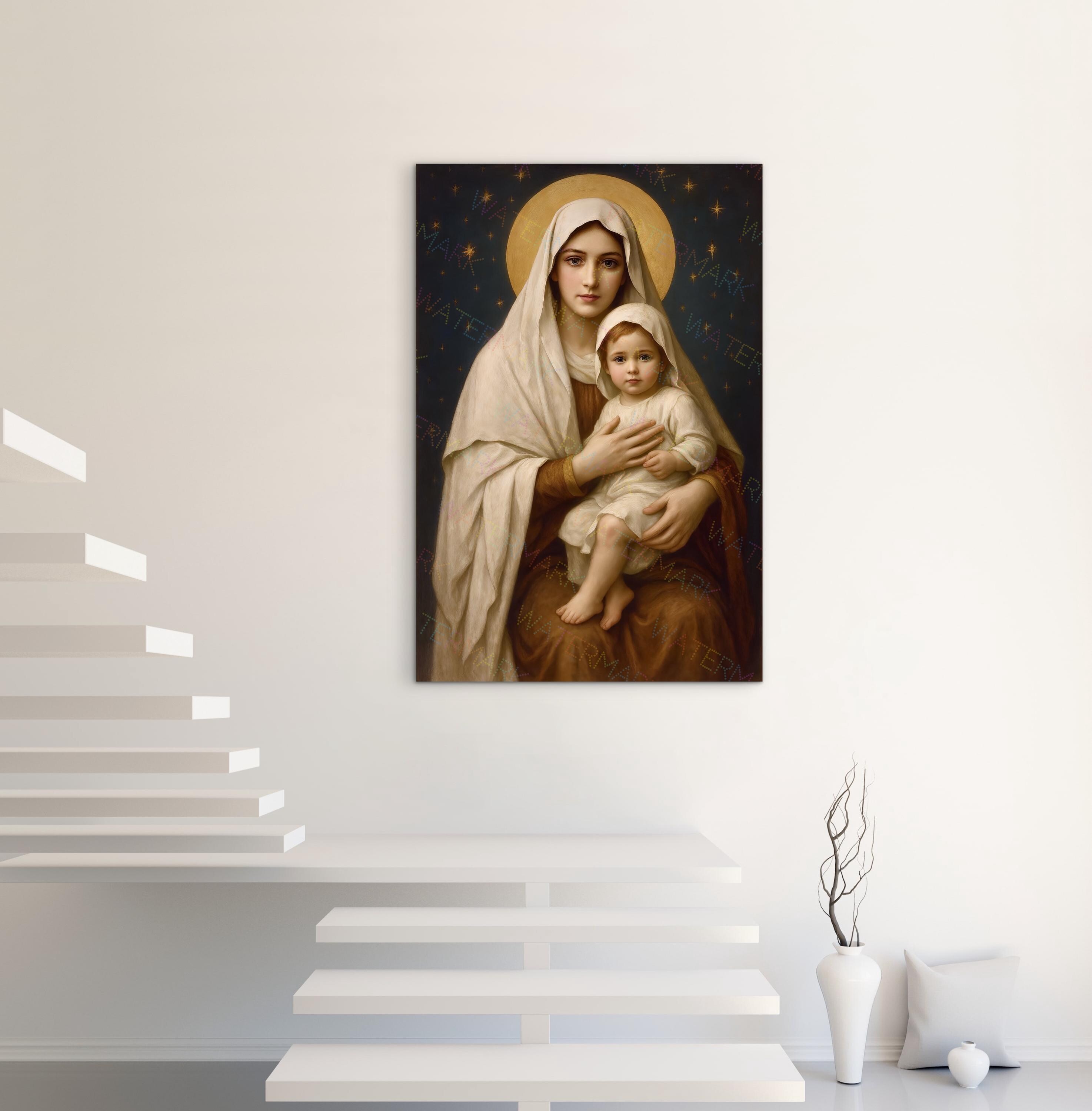 Madonna and Child Canvas Painting | Virgin Mary & Baby Jesus Wall Art ...