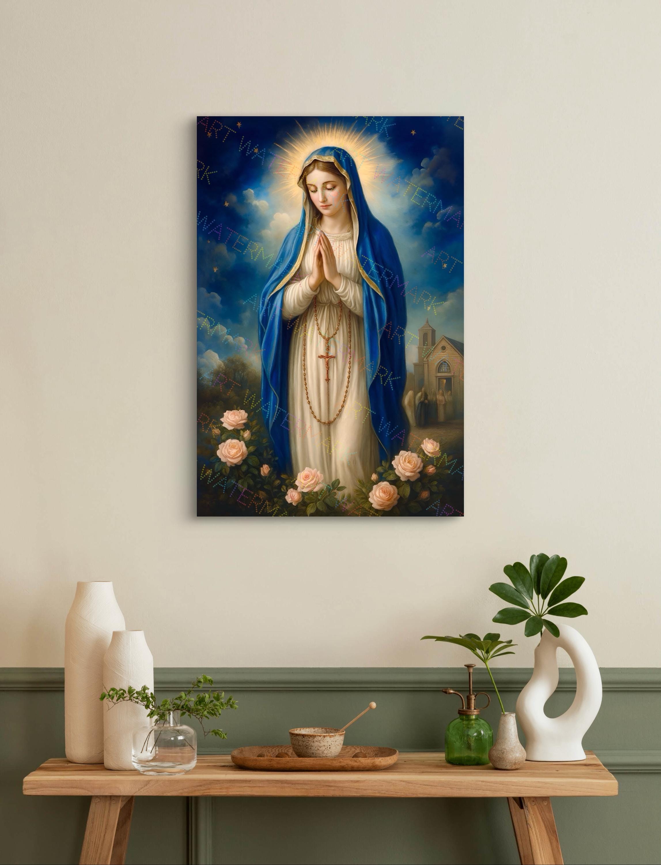 Our Lady of the Rosary Print: Catholic Wall Art (digital Download, JPEG ...