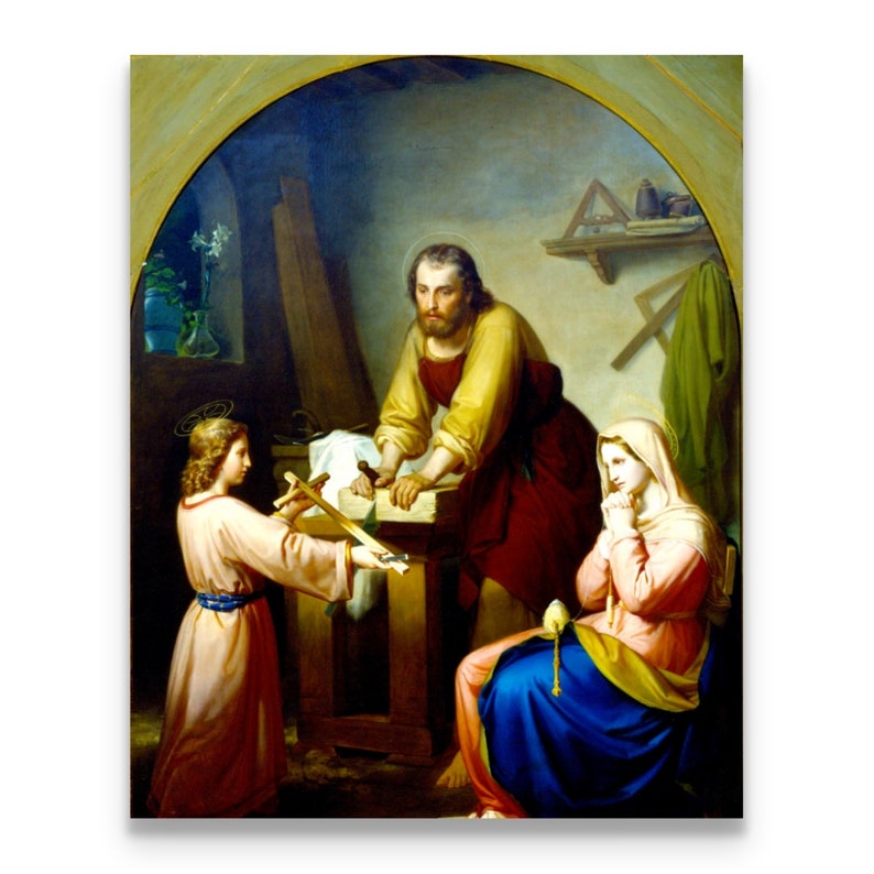 The Holy Family at Nazareth on Canvas Holy Family Picture Etsy
