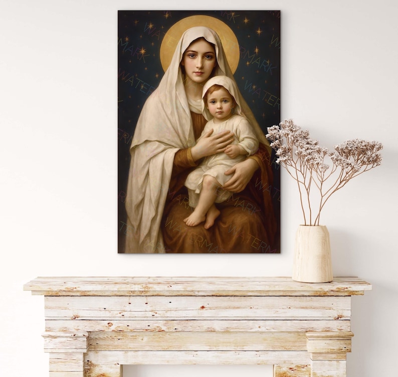 Madonna and Child Canvas Painting | Virgin Mary & Baby Jesus Wall Art ...